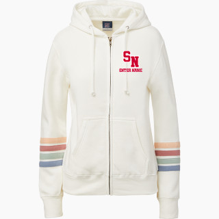 MV Sport Women's Naamah Multi Sleeve Stripe Full Zip Hoodie