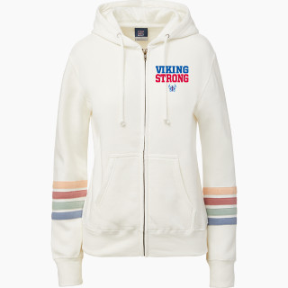 MV Sport Women's Naamah Multi Sleeve Stripe Full Zip Hoodie
