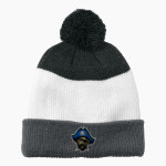 PROVISO EAST HIGH SCHOOL PIRATES Port Authority Cozy Striped Pom Beanie Front Thumbnail