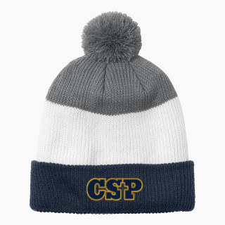 Port Authority Cozy Striped Pom Beanie