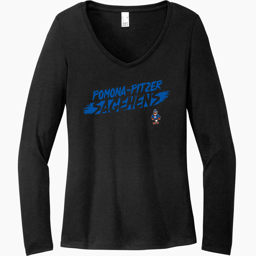 Pomona-Pitzer Sagehens District Women's Perfect Tri Long Sleeve V-Neck T-Shirt