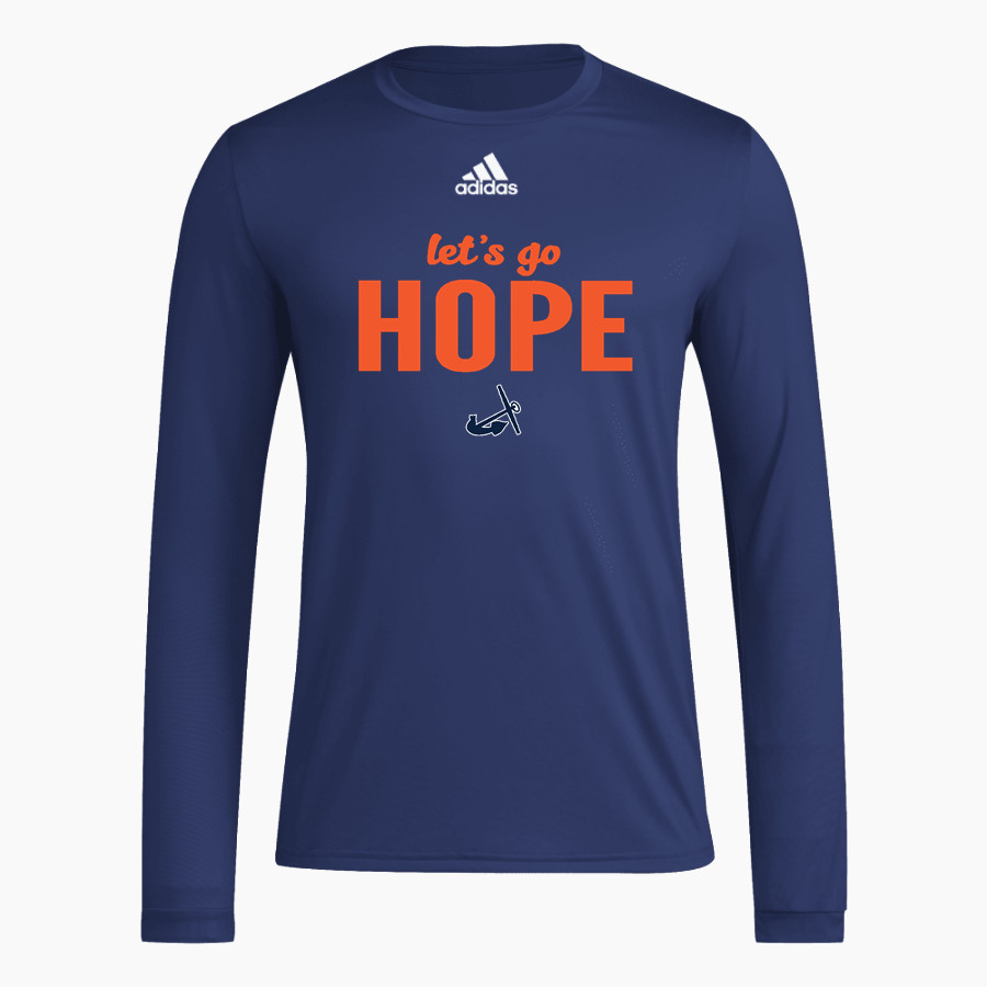 Hope College Online Athletics Store <span class="pdp-name-mascot">Hope Flying Dutch</span> adidas Men's Long-Sleeve Pre-Game Badge of Sport Tee