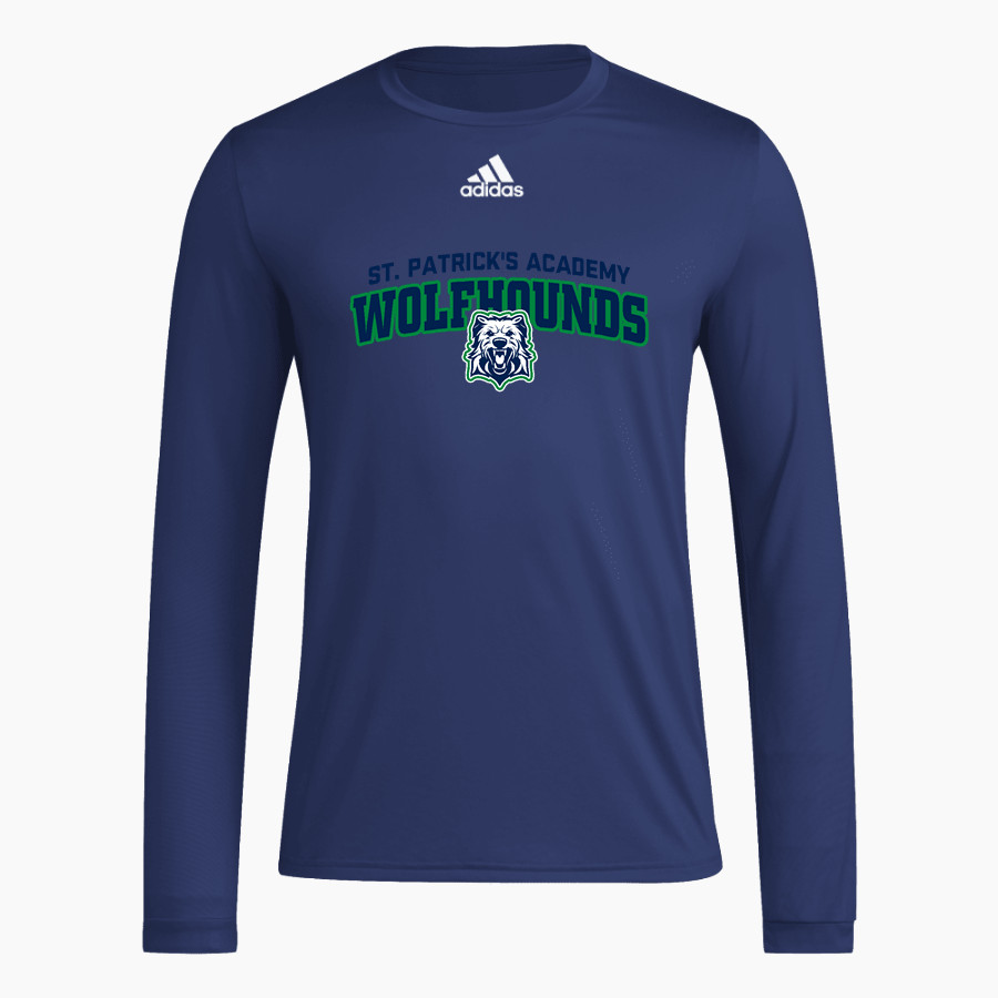 St. Patrick's Academy Wolfhounds <span class="pdp-name-mascot">Great Falls Central Catholic H S Mustangs</span> adidas Men's Long-Sleeve Pre-Game Badge of Sport Tee