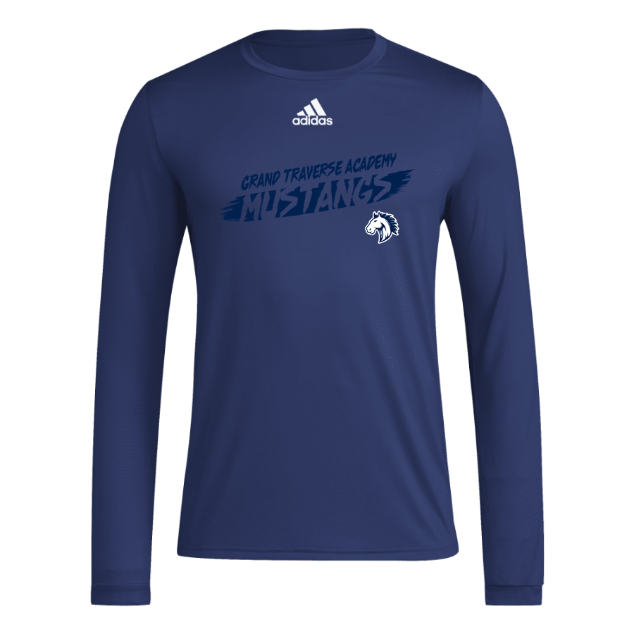 Grand Traverse Academy Mustangs <span class="pdp-name-mascot">Grand Traverse Academy Mustangs</span> adidas Men's Long-Sleeve Pre-Game Badge of Sport Tee