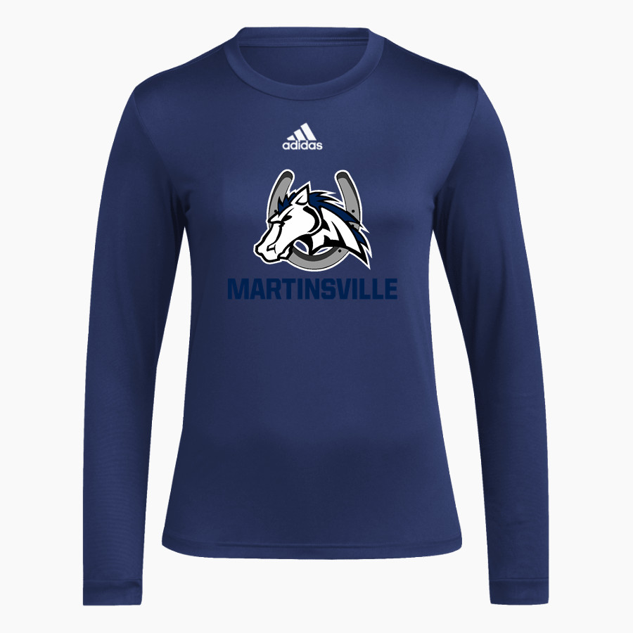 Martinsville Mustangs Mustangs <span class="pdp-name-mascot">Martinsville Mustangs</span> adidas Women's Long-Sleeve Pre-Game Badge of Sport Tee