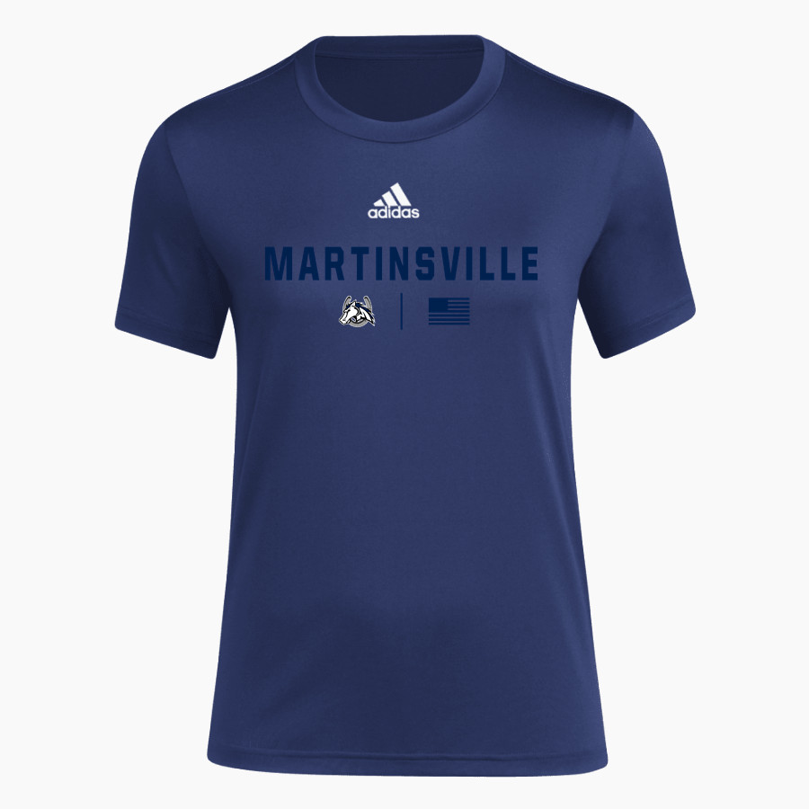 Martinsville Mustangs Mustangs <span class="pdp-name-mascot">Martinsville Mustangs</span> adidas Women's Short-Sleeve Pre-Game Badge of Sport Tee