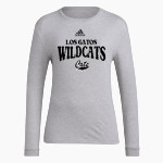 LOS GATOS HIGH SCHOOL WILDCATS <span class="pdp-name-mascot">LOS GATOS WILDCATS</span> adidas Women's Long-Sleeve Pre-Game Badge of Sport Tee Front Thumbnail