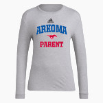 ARKOMA HIGH SCHOOL MUSTANGS <span class="pdp-name-mascot">ARKOMA MUSTANGS</span> adidas Women's Long-Sleeve Pre-Game Badge of Sport Tee Front Thumbnail