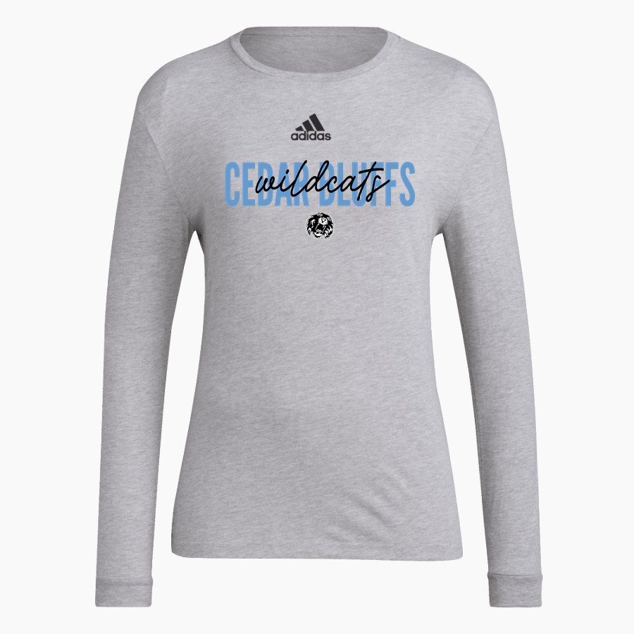 Cedar Bluffs Wildcats <span class="pdp-name-mascot">Cedar Bluffs Wildcats</span> adidas Women's Long-Sleeve Pre-Game Badge of Sport Tee