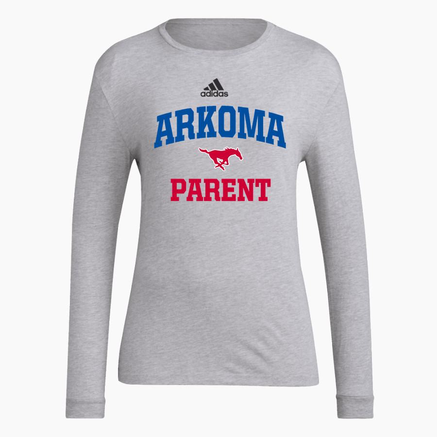 ARKOMA HIGH SCHOOL MUSTANGS <span class="pdp-name-mascot">ARKOMA MUSTANGS</span> adidas Women's Long-Sleeve Pre-Game Badge of Sport Tee
