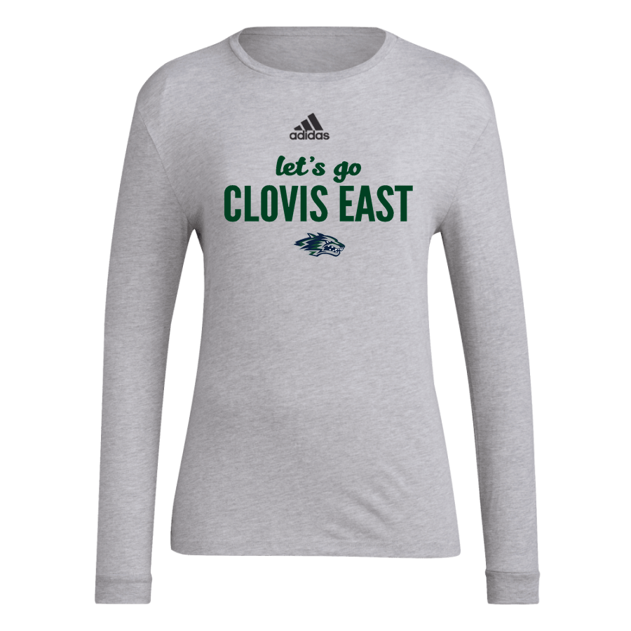 Clovis East Timberwolves <span class="pdp-name-mascot">Clovis East High School Timberwolves</span> adidas Women's Long-Sleeve Pre-Game Badge of Sport Tee