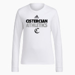CISTERCIAN PREPARATORY SCHOOL HAWKS <span class="pdp-name-mascot">CISTERCIAN HAWKS</span> adidas Women's Long-Sleeve Pre-Game Badge of Sport Tee Front Thumbnail