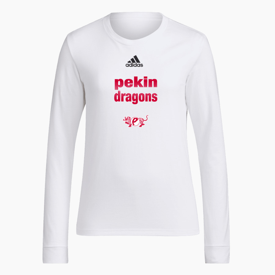PEKIN COMMUNITY HIGH SCHOOL DRAGONS adidas Women's Long-Sleeve Pre-Game Badge of Sport Tee