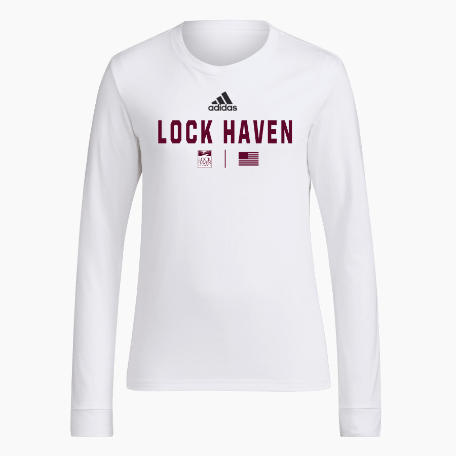 Lock Haven Bald Eagles <span class="pdp-name-mascot">Lock Haven University Bald Eagles</span> adidas Women's Long-Sleeve Pre-Game Badge of Sport Tee