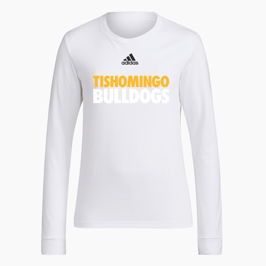 Tishomingo Bulldogs <span class="pdp-name-mascot">Tishomingo Bulldogs</span> adidas Women's Long-Sleeve Pre-Game Badge of Sport Tee
