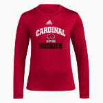 CARDINAL HIGH SCHOOL HUSKIES <span class="pdp-name-mascot">CARDINAL HUSKIES</span> adidas Women's Long-Sleeve Pre-Game Badge of Sport Tee Front Thumbnail