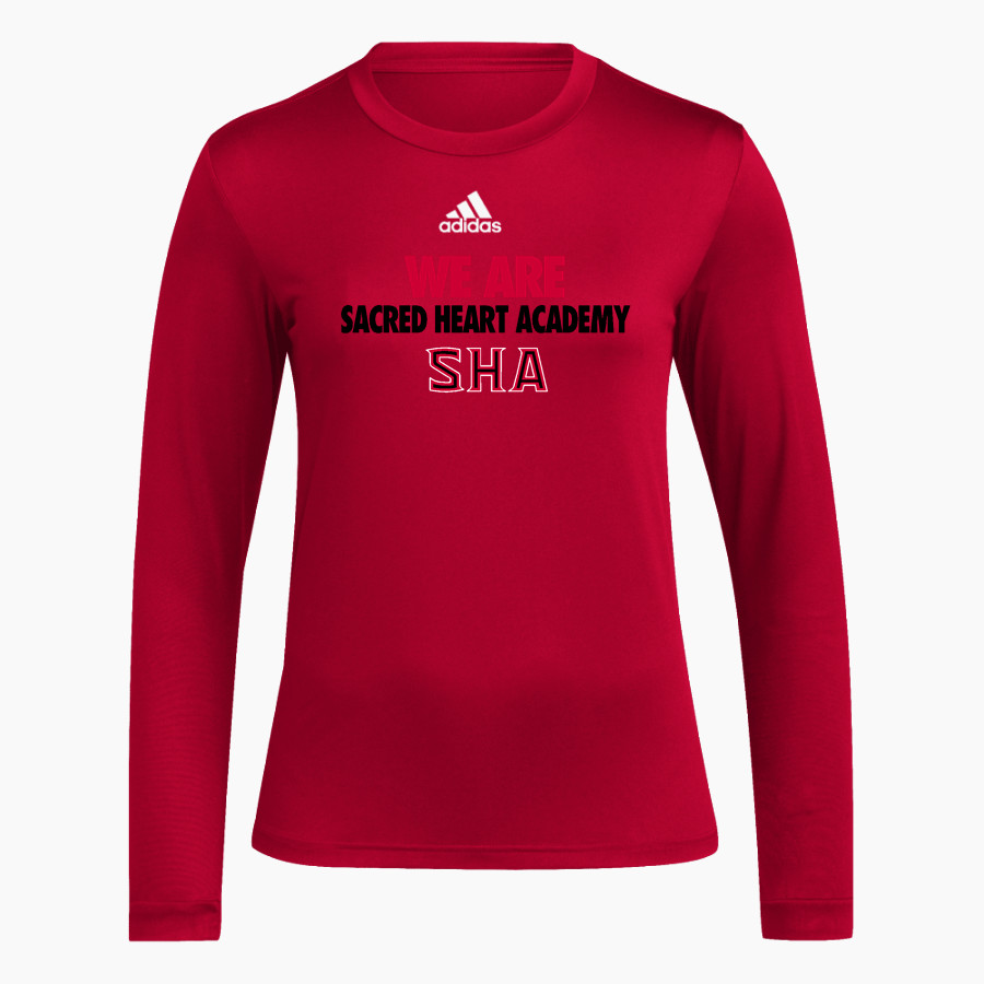 Sacred Heart Academy Sharks <span class="pdp-name-mascot">Sacred Heart Academy Sharks</span> adidas Women's Long-Sleeve Pre-Game Badge of Sport Tee