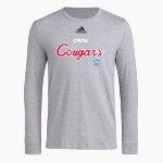 CROW HIGH SCHOOL Cougars Online Store <span class="pdp-name-mascot">CROW COUGARS</span> adidas Men's Long-Sleeve Pre-Game Badge of Sport Tee Front Thumbnail
