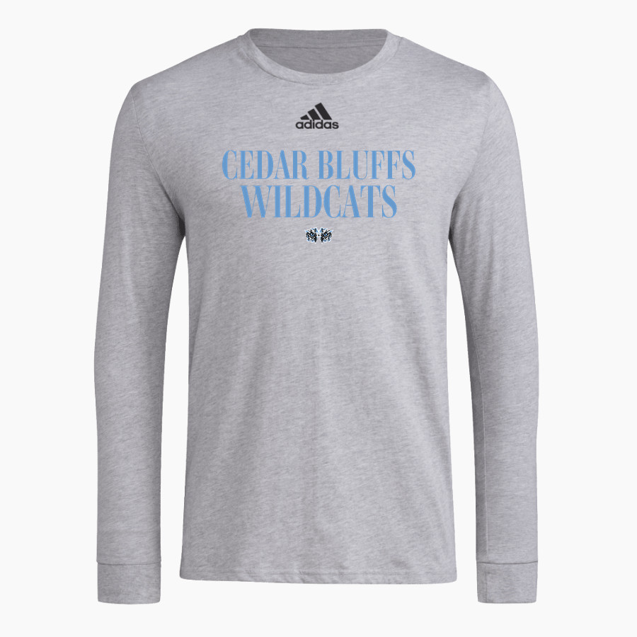 Cedar Bluffs Wildcats <span class="pdp-name-mascot">Cedar Bluffs Wildcats</span> adidas Men's Long-Sleeve Pre-Game Badge of Sport Tee