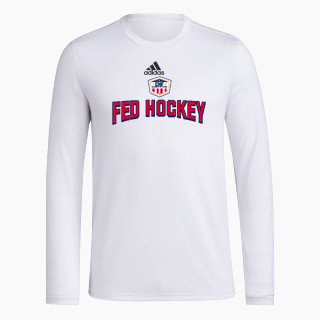 adidas Men's Long-Sleeve Pre-Game Badge of Sport Tee