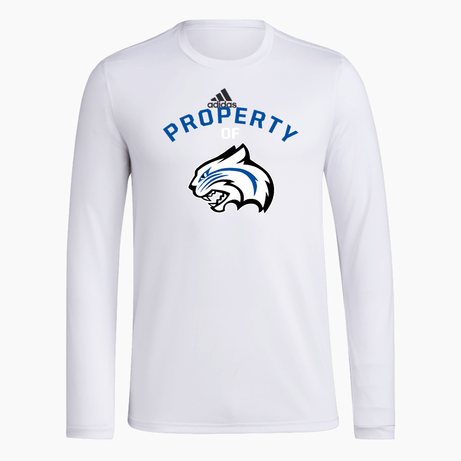 Blue Hill Bobcats <span class="pdp-name-mascot">Blue Hill Community School District Bobcats</span> adidas Men's Long-Sleeve Pre-Game Badge of Sport Tee