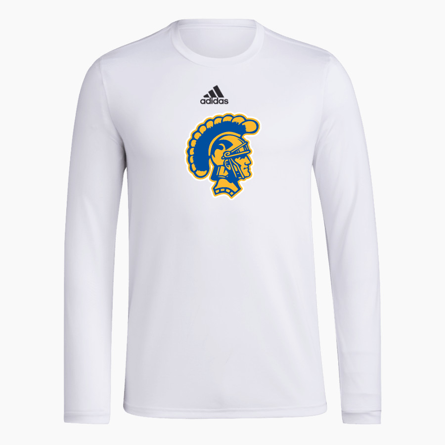 HIGHLAND HIGH SCHOOL TROJANS <span class="pdp-name-mascot">HIGHLAND TROJANS</span> adidas Men's Long-Sleeve Pre-Game Badge of Sport Tee