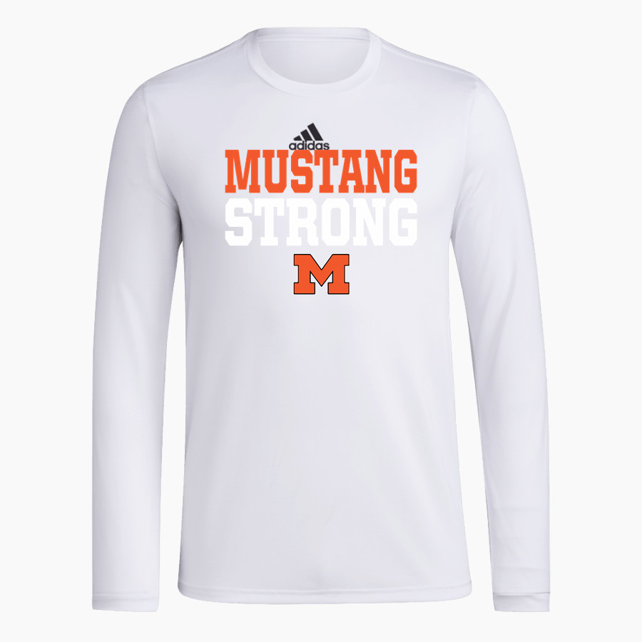 MUNISING HIGH SCHOOL MUSTANGS <span class="pdp-name-mascot">MUNISING MUSTANGS</span> adidas Men's Long-Sleeve Pre-Game Badge of Sport Tee