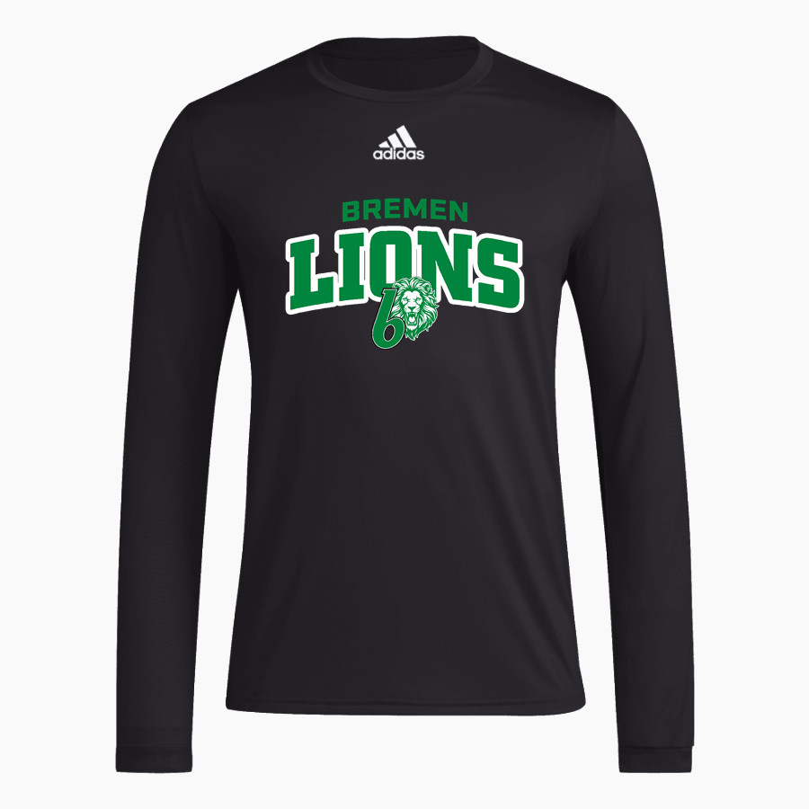 Bremen Athletics Sideline Store <span class="pdp-name-mascot">Bremen Lions</span> adidas Men's Long-Sleeve Pre-Game Badge of Sport Tee