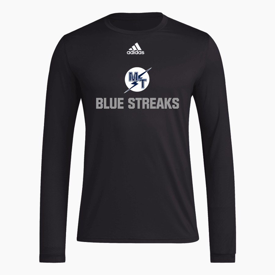 MANHEIM TOWNSHIP HIGH SCHOOL BLUE STREAKS <span class="pdp-name-mascot">MANHEIM TOWNSHIP BLUE STREAKS</span> adidas Men's Long-Sleeve Pre-Game Badge of Sport Tee