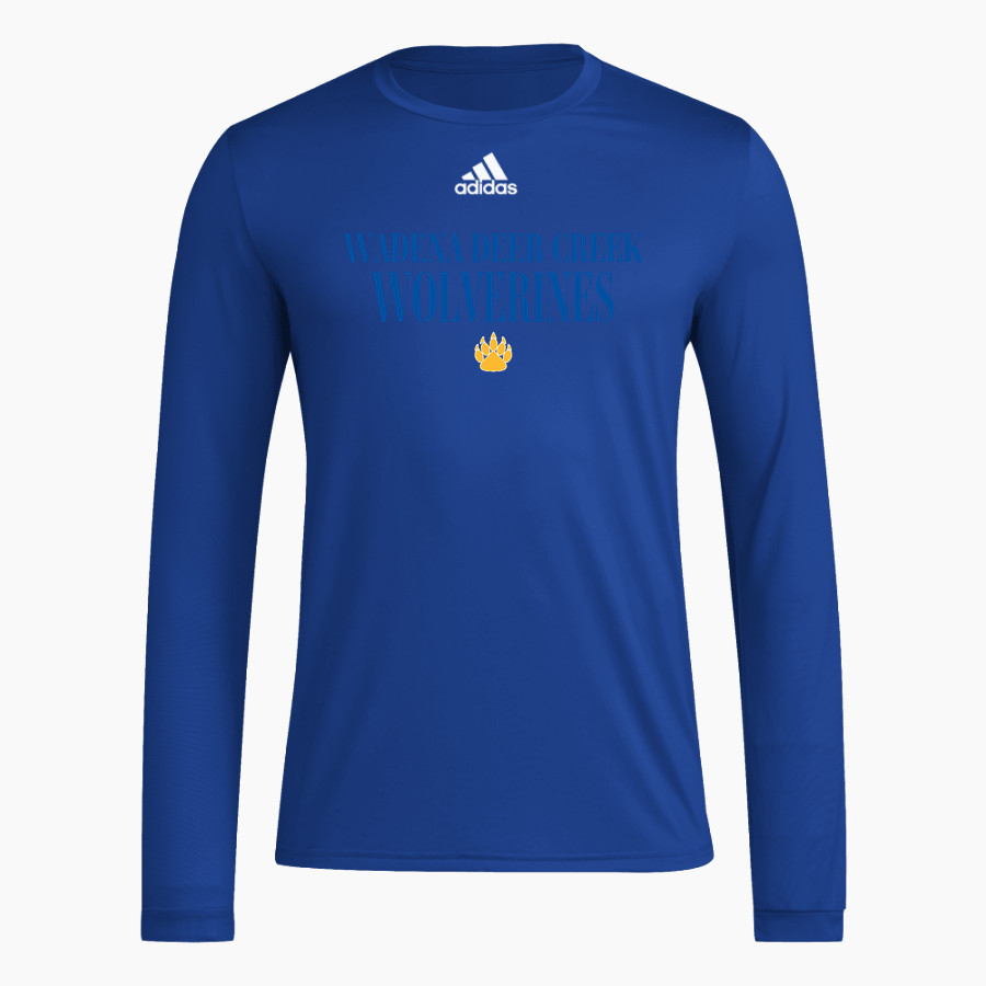 WADENA DEER CREEK HIGH SCHOOL WOLVERINES adidas Men's Long-Sleeve Pre-Game Badge of Sport Tee