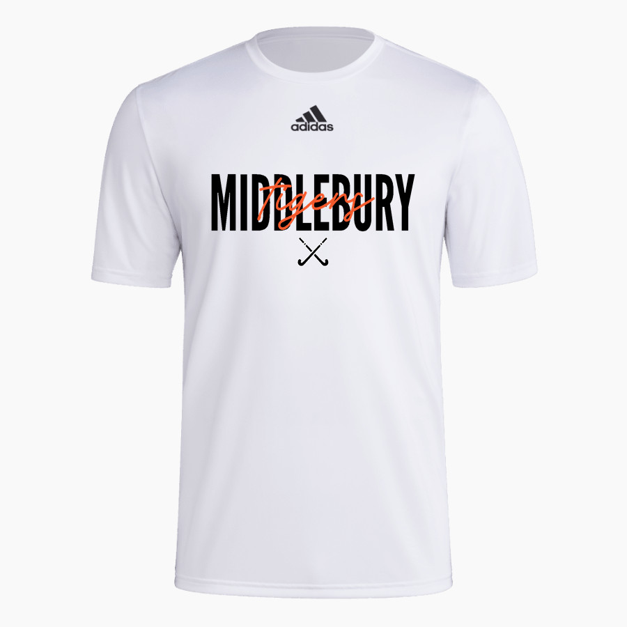 MIDDLEBURY UNION HIGH SCHOOL TIGERS adidas Men's Short-Sleeve Pre-Game Badge of Sport Tee