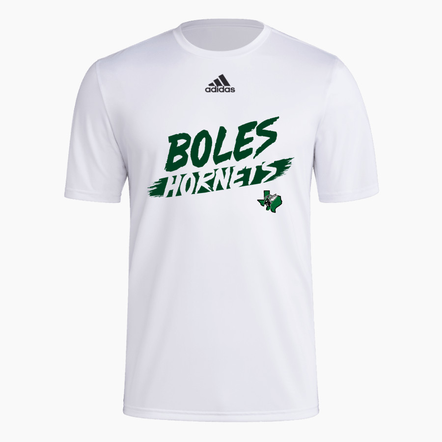BOLES HIGH SCHOOL HORNETS adidas Men's Short-Sleeve Pre-Game Badge of Sport Tee