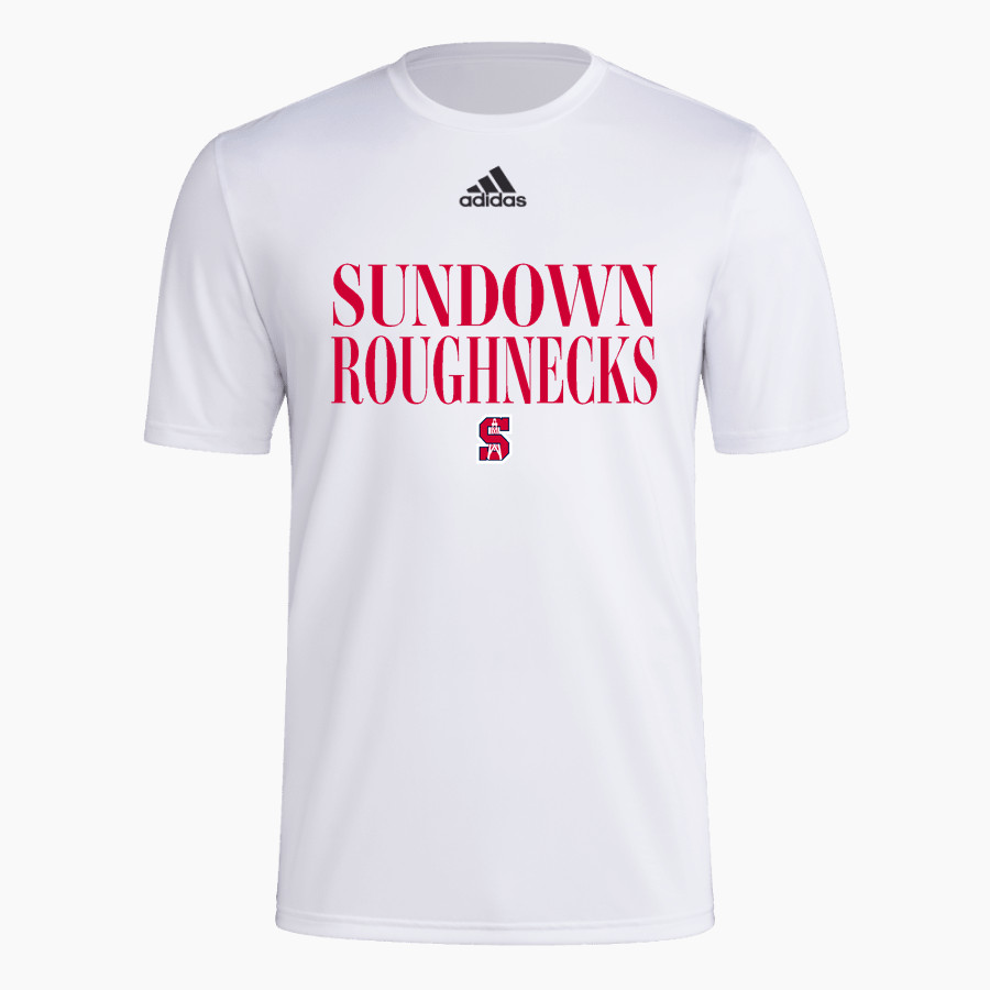SUNDOWN HIGH SCHOOL ROUGHNECKS <span class="pdp-name-mascot">SUNDOWN ROUGHNECKS</span> adidas Men's Short-Sleeve Pre-Game Badge of Sport Tee