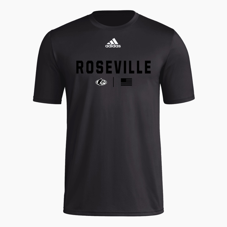 ROSEVILLE HIGH SCHOOL RAIDERS <span class="pdp-name-mascot">ROSEVILLE RAIDERS</span> adidas Men's Pre-Game Badge of Sport Short Sleeve Tee