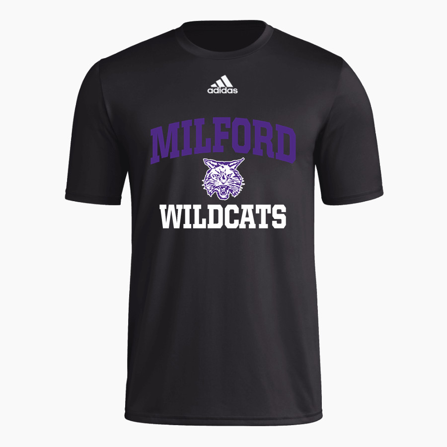 MILFORD CENTRAL SCHOOL WILDCATS adidas Men's Short-Sleeve Pre-Game Badge of Sport Tee