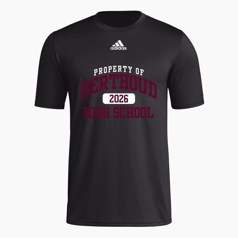 BERTHOUD HIGH SCHOOL SPARTANS adidas Men's Short-Sleeve Pre-Game Badge of Sport Tee