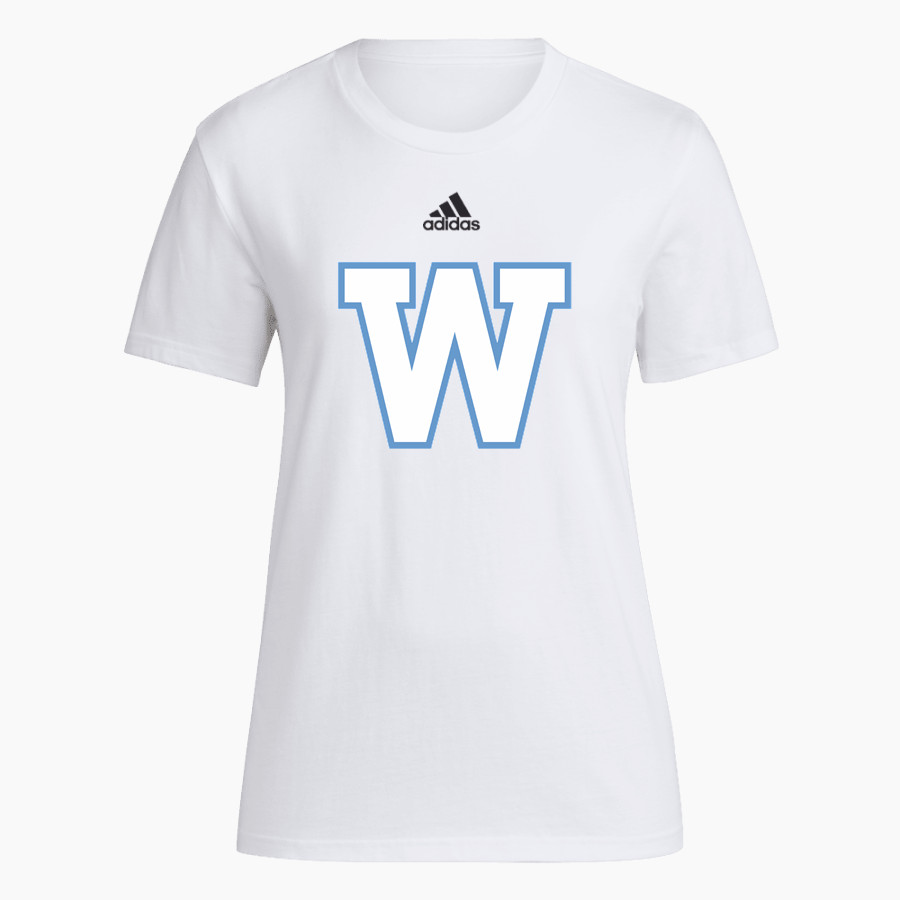 Westtown School official sideline store <span class="pdp-name-mascot">Westtown Pioneers</span> adidas Women's Short-Sleeve Pre-Game Badge of Sport Tee