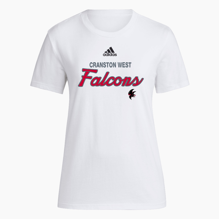 CRANSTON WEST HIGH SCHOOL FALCONS adidas Women's Short-Sleeve Pre-Game Badge of Sport Tee