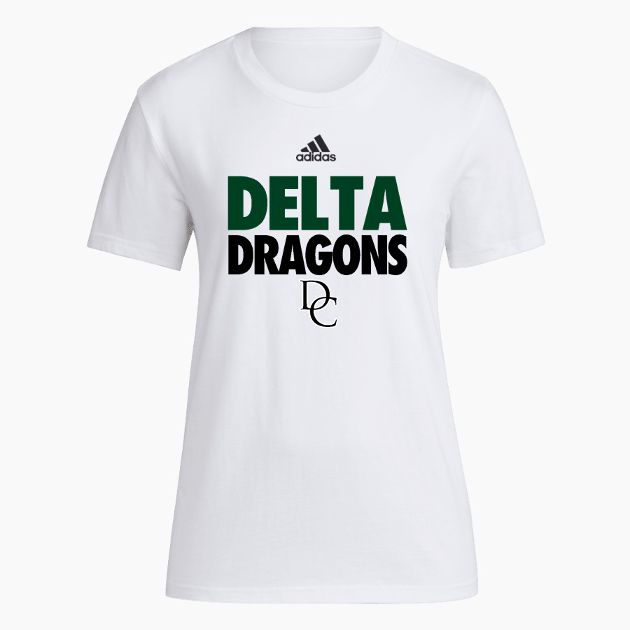 DELTA CHARTER HIGH SCHOOL DRAGONS adidas Women's Short-Sleeve Pre-Game Badge of Sport Tee