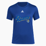CUBA HIGH SCHOOL RAMS adidas Women's Short-Sleeve Pre-Game Badge of Sport Tee Front Thumbnail
