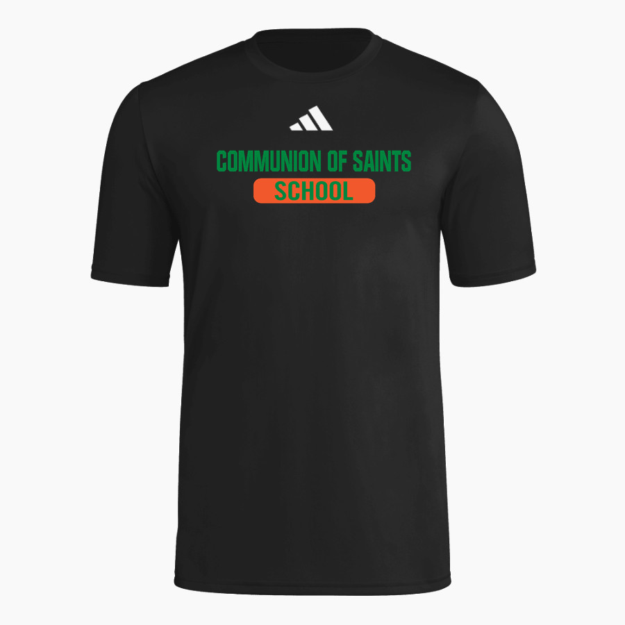 Communion of Saints School Sabres official sideline store <span class="pdp-name-mascot">Communion of Saints School Sabres</span> adidas Men's Short Sleeve Pregame Tee