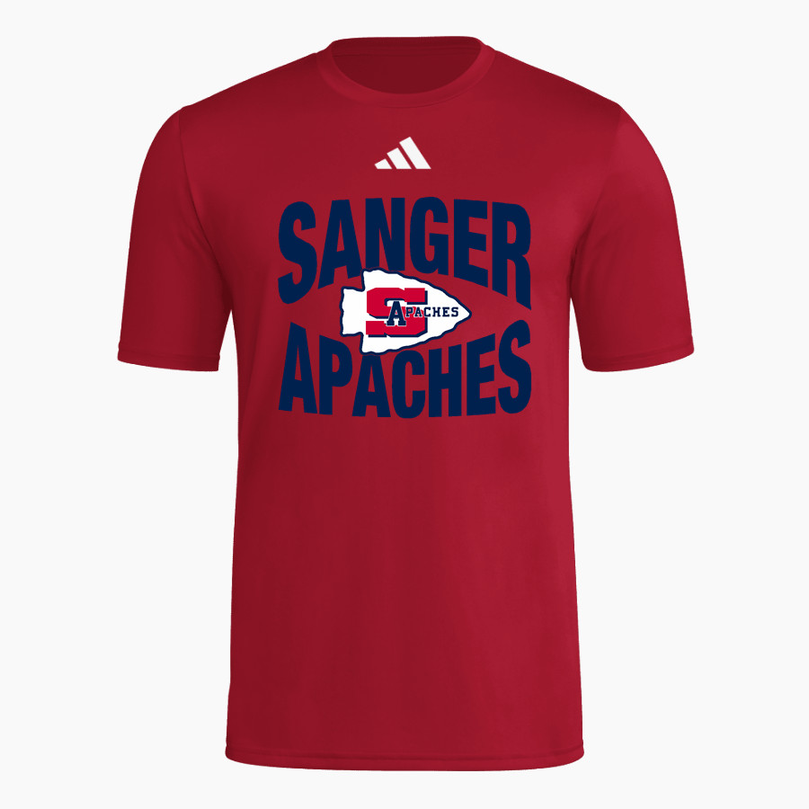 SANGER HIGH SCHOOL APACHES adidas Men's Short Sleeve Pregame Tee