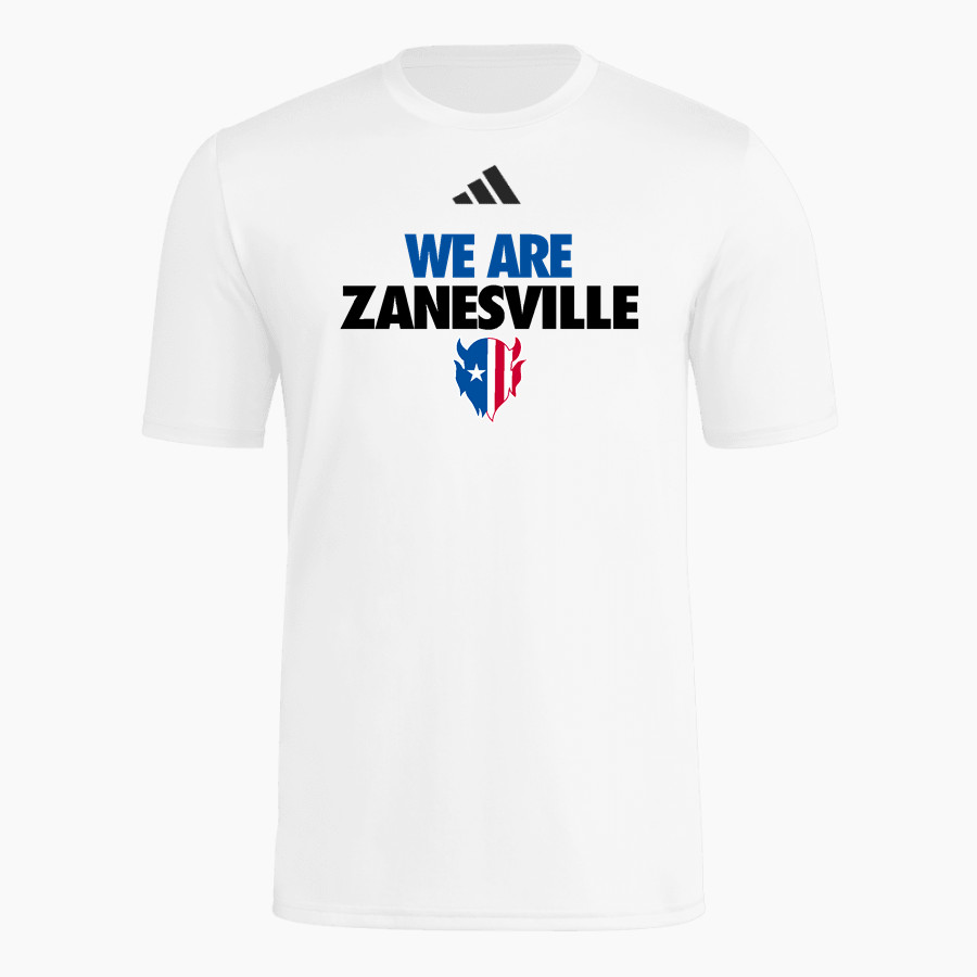 ZANESVILLE HIGH SCHOOL BLUE DEVILS adidas Men's Short Sleeve Pregame Tee