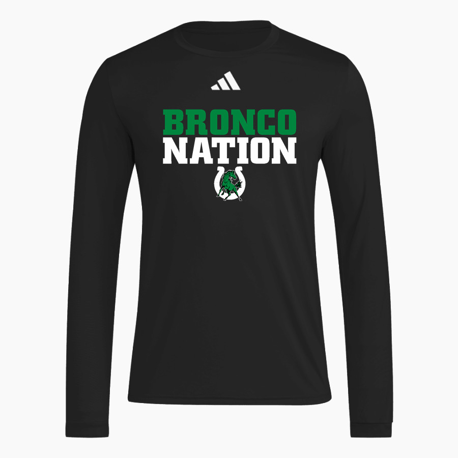 Blackfoot Broncos adidas Men's Long Sleeve Pregame Tee