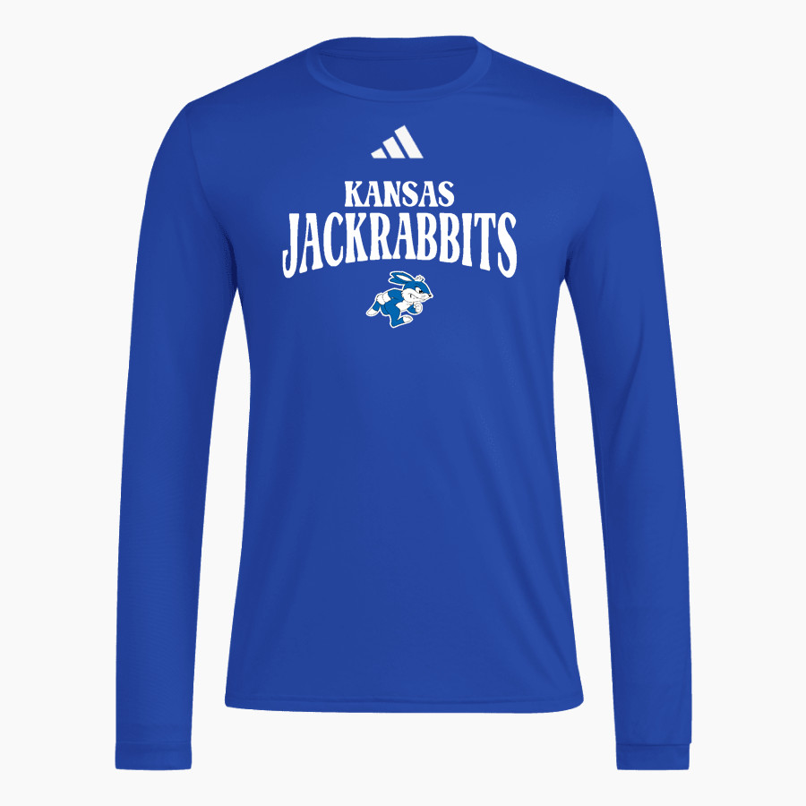 Kansas Jackrabbits <span class="pdp-name-mascot">Kansas School Jackrabbits</span> adidas Men's Long Sleeve Pregame Tee
