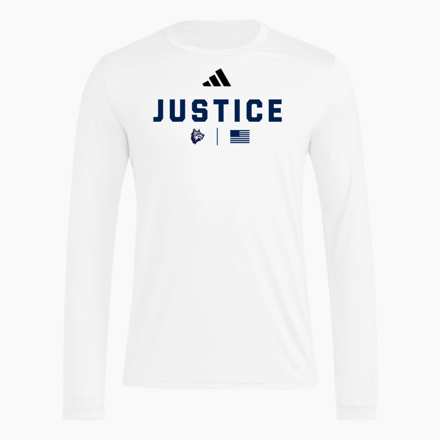 Justice High School WOLVES <span class="pdp-name-mascot">Justice Wolves</span> adidas Men's Long Sleeve Pregame Tee