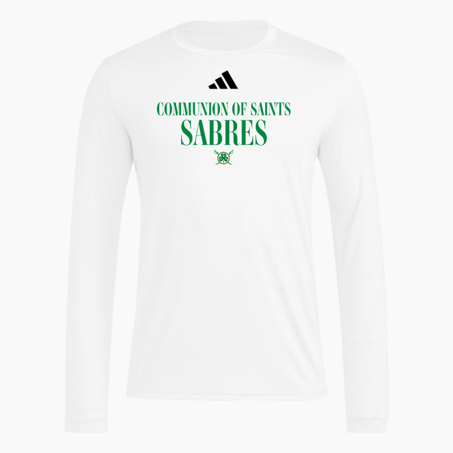 Communion of Saints School Sabres official sideline store adidas Men's Long Sleeve Pregame Tee