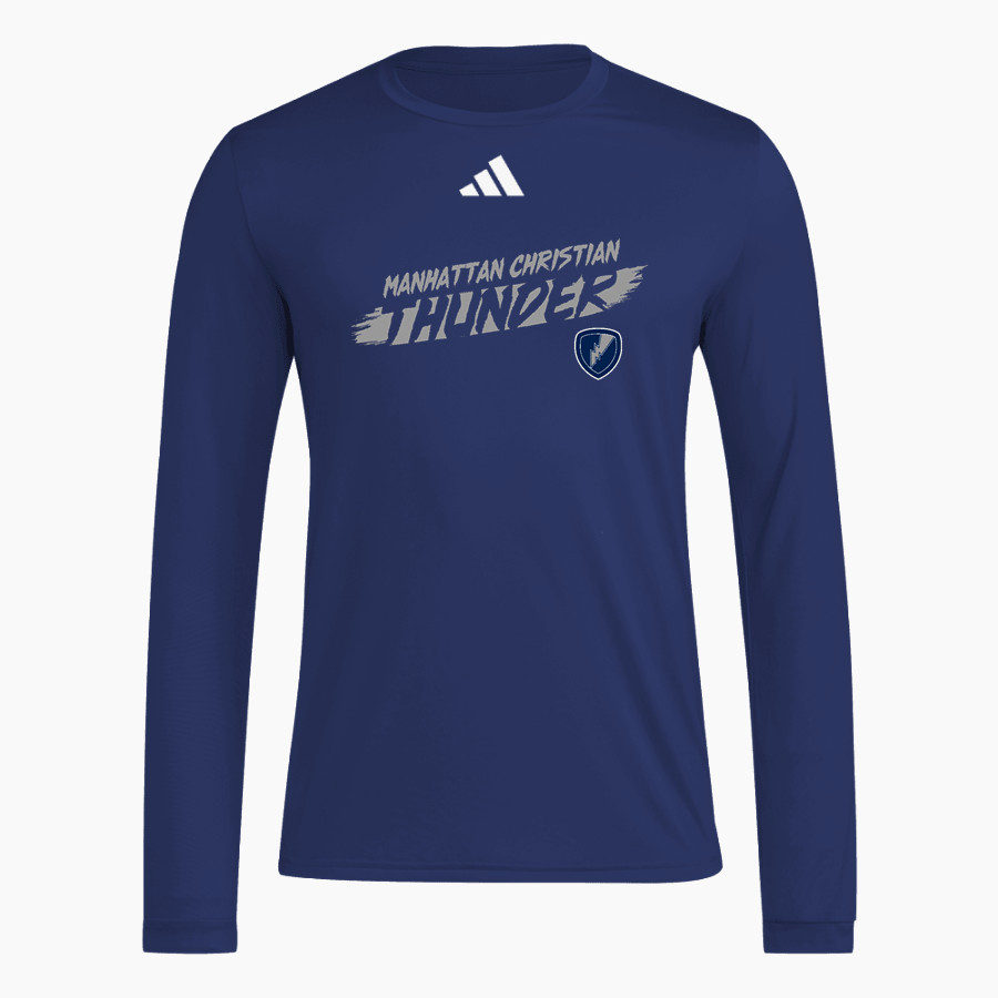 Manhattan Christian Thunder <span class="pdp-name-mascot">Manhattan Christian Thunder</span> adidas Men's Long Sleeve Pregame Tee