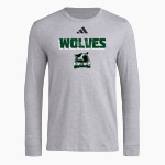 Woods Charter Wolves adidas Men's Long Sleeve Pregame Tee Front Thumbnail