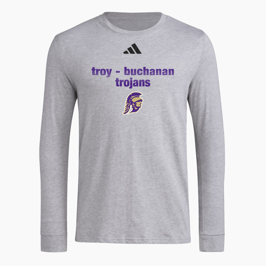 TROY-BUCHANAN HIGH SCHOOL TROJANS <span class="pdp-name-mascot">TROY - BUCHANAN TROJANS</span> adidas Men's Long Sleeve Pregame Tee
